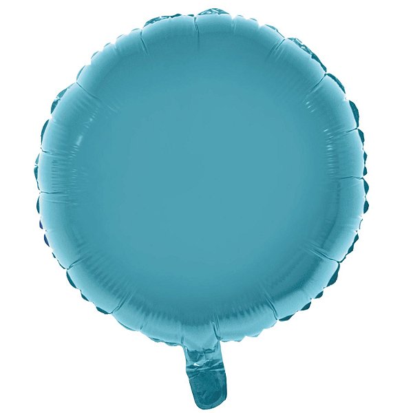Balão Metalizado Redondo com Canudo Azul Bebê 18" - Silver Plastic - 1 Unidade