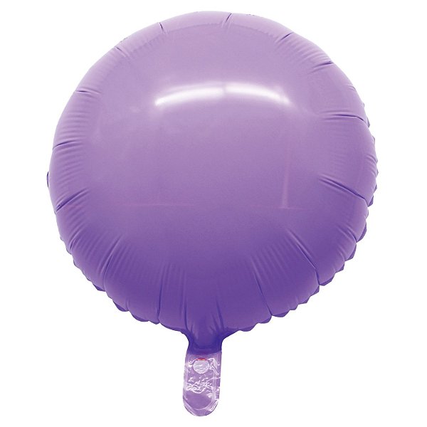 Balão Macaron Redondo com Canudo Lilás 18" - Silver Plastic - 1 Unidade