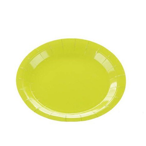 Prato de Papel Liso 18cm Verde Limão - 10 Un