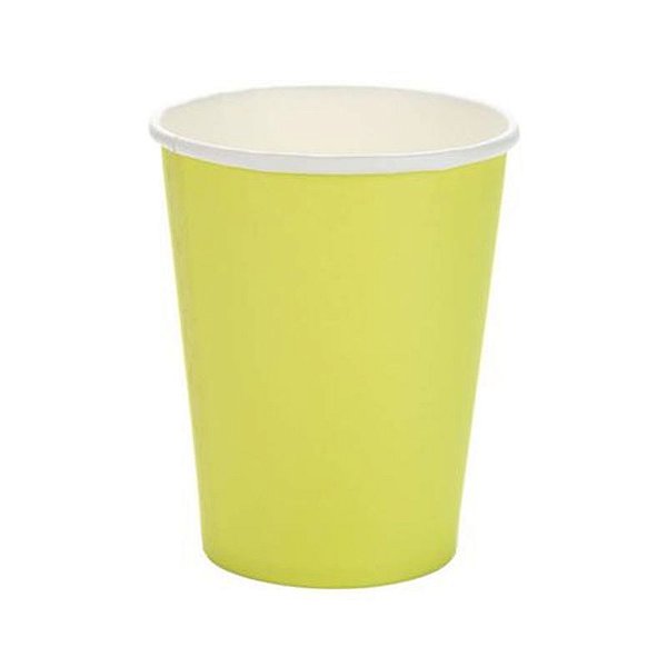 Copo de Papel 270ml Liso Verde Limão - 10 Un