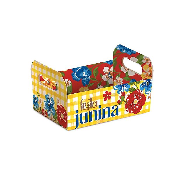 Caixote de Cartão Festa Junina Arraiá M 22X15X8 - 1 Un