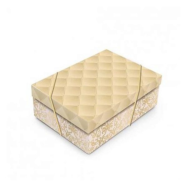 Caixa Retangular com Tampa Luxúria Ouro P 24x18x8cm - 10 Un