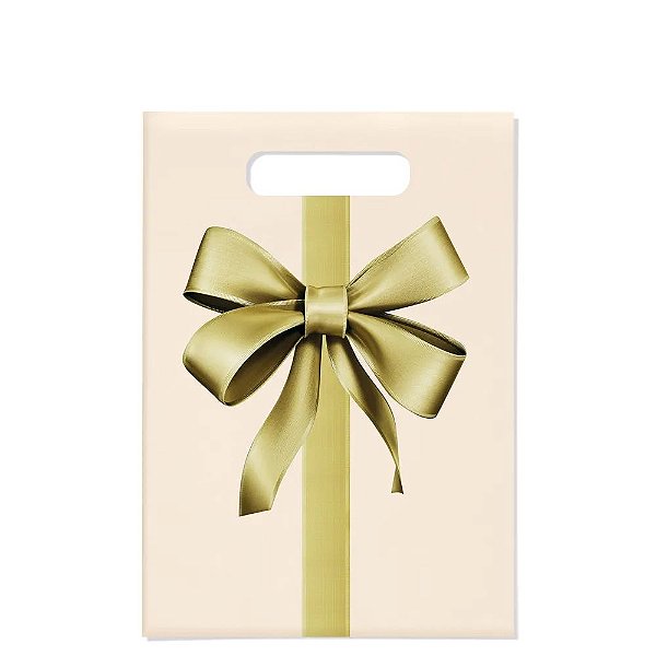 Sacola Flex 22x31cm Laço Marfim e Ouro - 10 Un