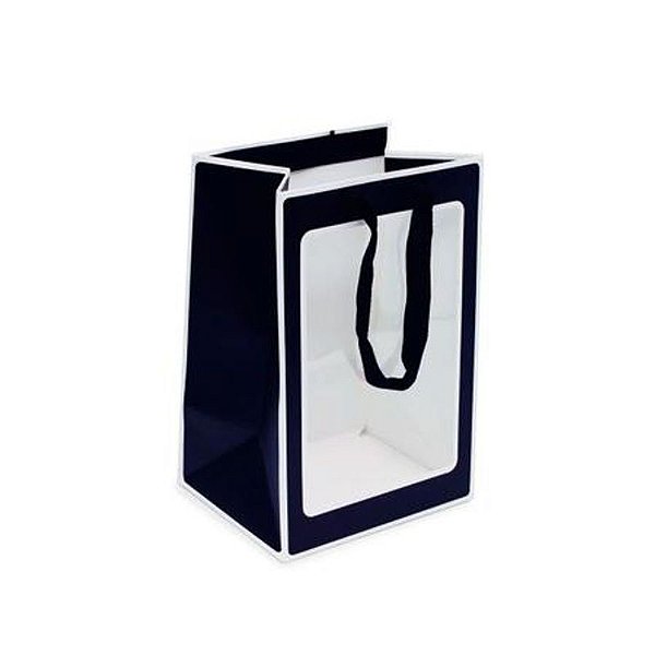 Sacola Retangular com Visor Liso Preto G 35x25x18cm - 10 Un