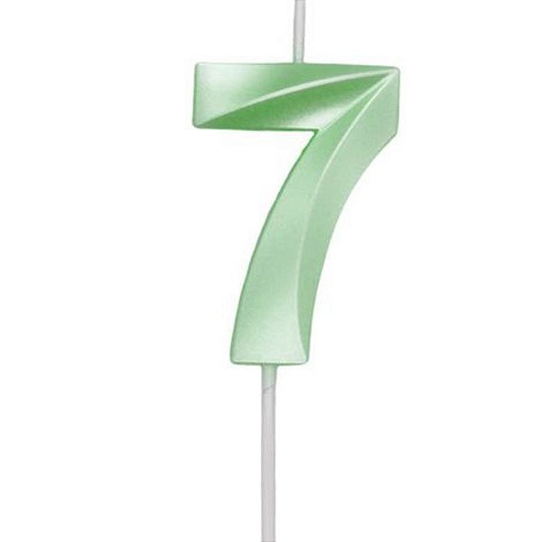 Vela Mini Design Verde Candy Color - Número 7 - 1 Un