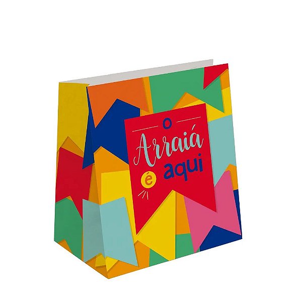 Saco de Papel Festa Junina Arraiá M 28,5x24x11,5cm - 50 Un