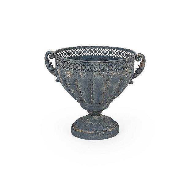 Ânfora Gomos Metal Celeste 27x27x33cm - 1 Un
