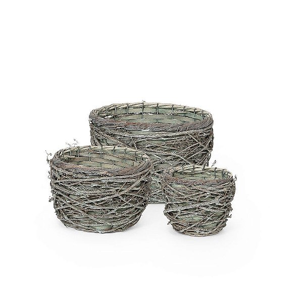 Cachepot Madeira Escura Ninho - Kit com 3 Un