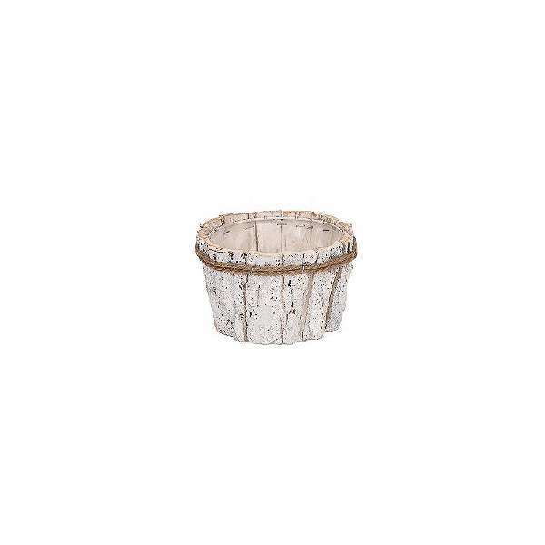 Cachepot Madeira Rústico Branco 18x18x11cm - 1 Un