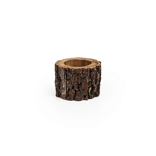 Cachepot Madeira Tronco de Árvore Baixo 17x17x12cm - 1 Un
