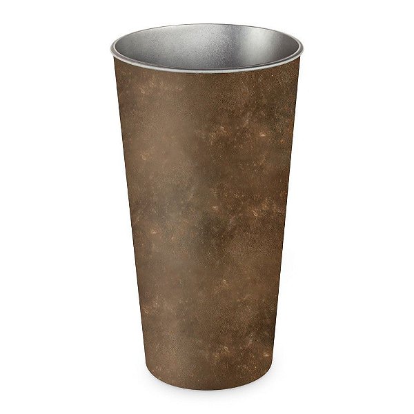 Cachepot Plástico Redondo Alto Rústico Marrom G 22x22x40cm - 1 Un