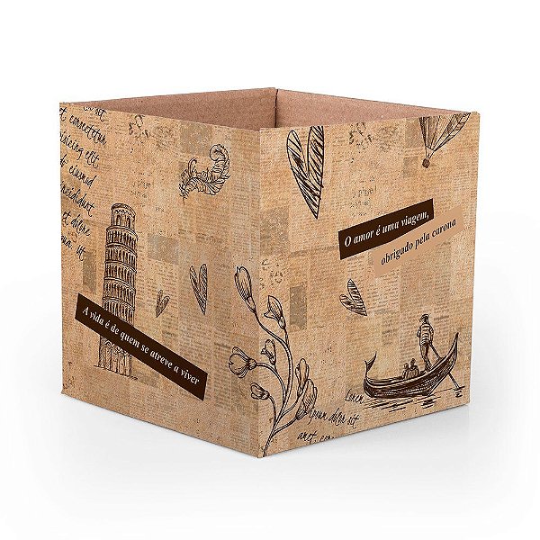 Cachepot G Quadrado Pote 15 Viajantes Kraft - 10 Un
