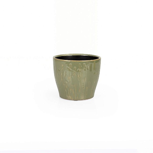 Cerâmica Oval Verde Cartagena 14x14x12cm - 1 Un