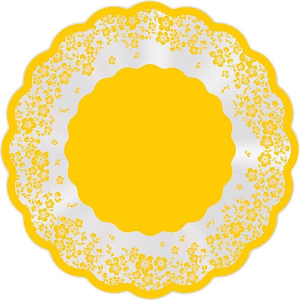 Folha Poli Redondo Flowershop Amarelo 38cm - 50 Un