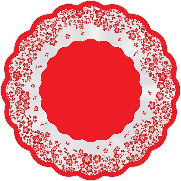 Folha Poli Redondo Flowershop Vermelho 38cm - 50 Un