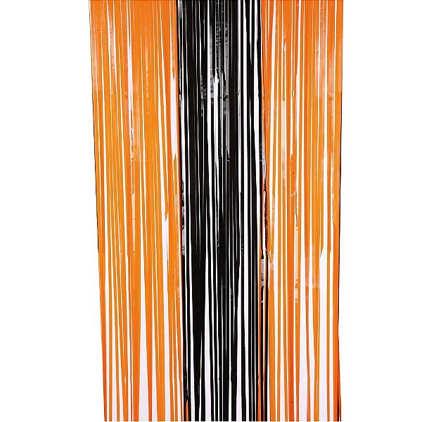 Cortina Listras Laranja e Preto Halloween 100x200cm - 1 Un