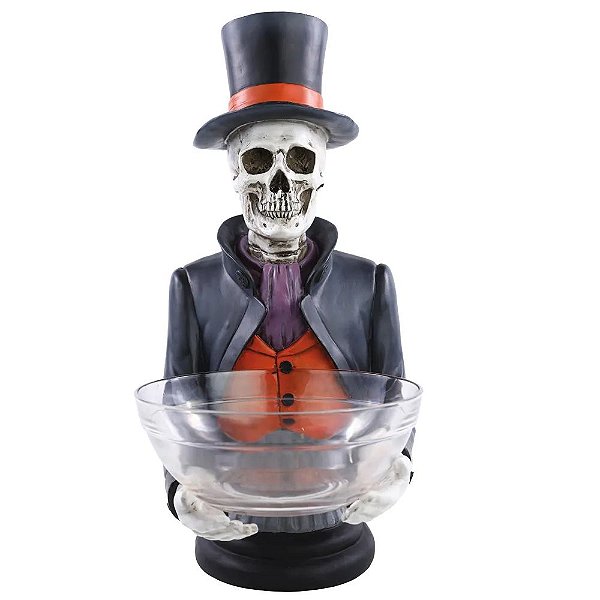 Porta-Doces Caveira com Cartola 52cm - 1 Un
