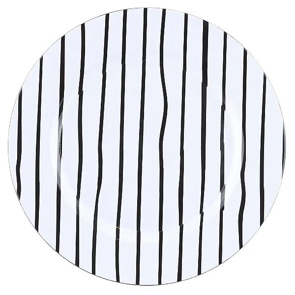 Sousplat Listras Preto e Branco 33cm - 1 Un