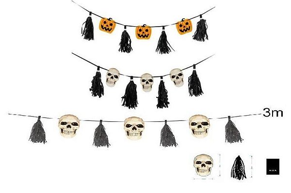 Enfeite Halloween Para Decoração Pompons 3,00 Metros 1 Un