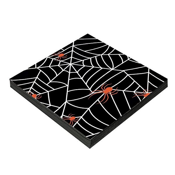 Guardanapo Estampado 32cm Folha Dupla Halloween Teia - 20 Un