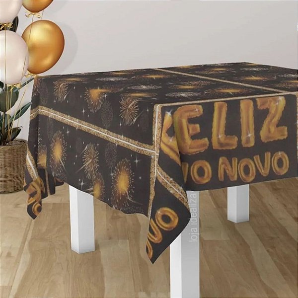 Toalha de Mesa TNT Estampada 140x220cm Feliz Ano Novo - 1 Un