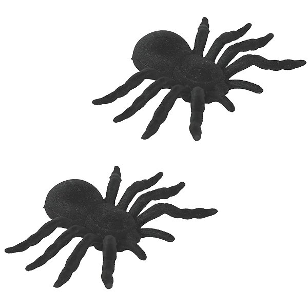 Aranha Decorativa Preta de Camurça P 7x10cm - 2 Un