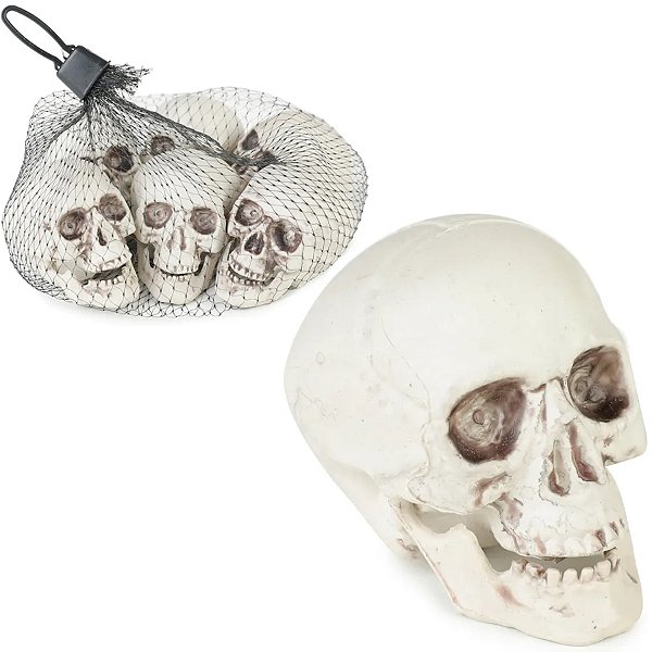 Enfeite Crânios Decorativos Esqueletos 15cm - 6 Un