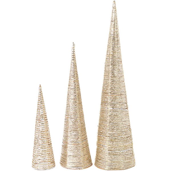 Cone Decorativo Vazado Ouro - Jogo com 3 Peças
