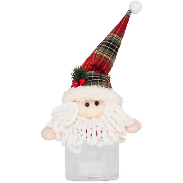 Pote de Natal Papai Noel com Gorro Xadrez 32cm - 1 Un