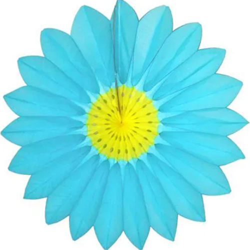 Enfeite de Papel Margarida Primavera Turquesa com Amarelo - 1 Un