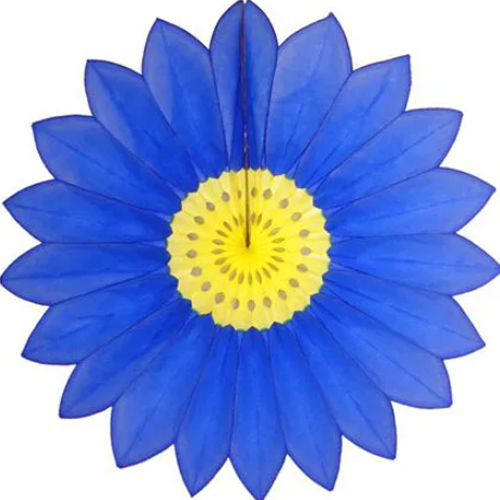 Enfeite de Papel Margarida Primavera Azulão com Amarelo - 1 Un