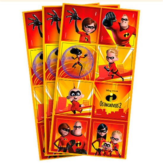 Festa Os Incríveis - Adesivo Decorativo Quadrado Os Incríveis 2 - 03 cartelas