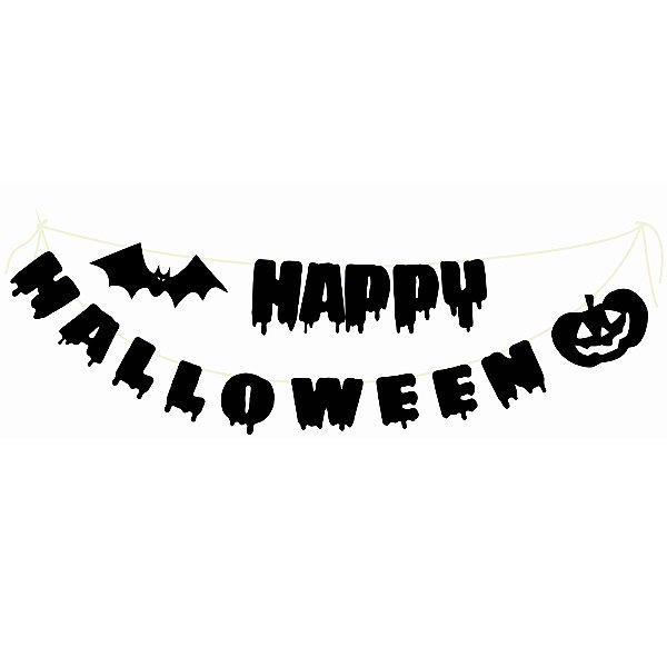 Bandeirola Artesanal Cartonada Escrita Happy Halloween 2,8 Metros - 1 Un