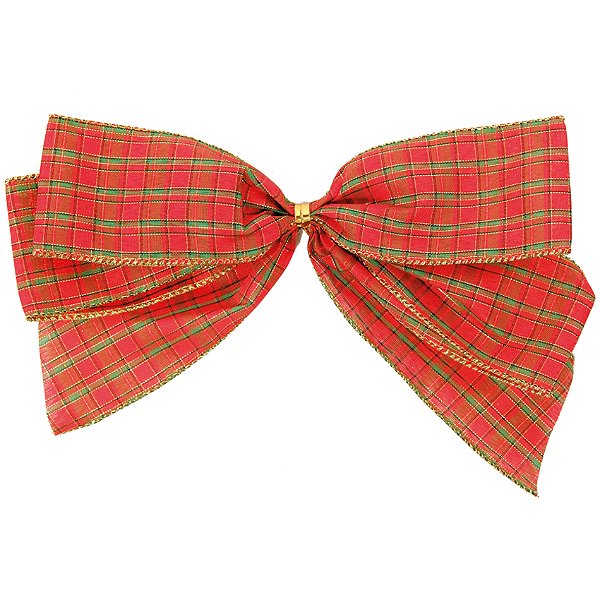 Kit Laço Pronto Quadriculado Vermelho Verde 25cm - 4 Un