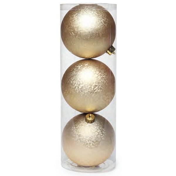 Bola de Natal Lisa Ouro 8cm - 3 Un