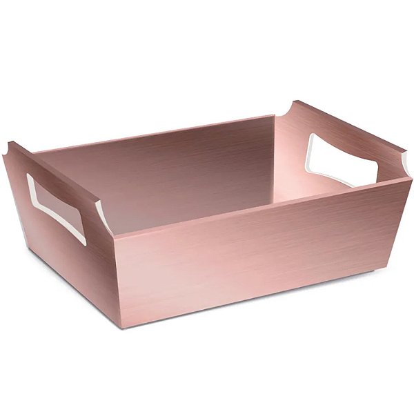 Cesta de Cartão Laminada Rosê Gold G 32x24x11cm - 10 Un