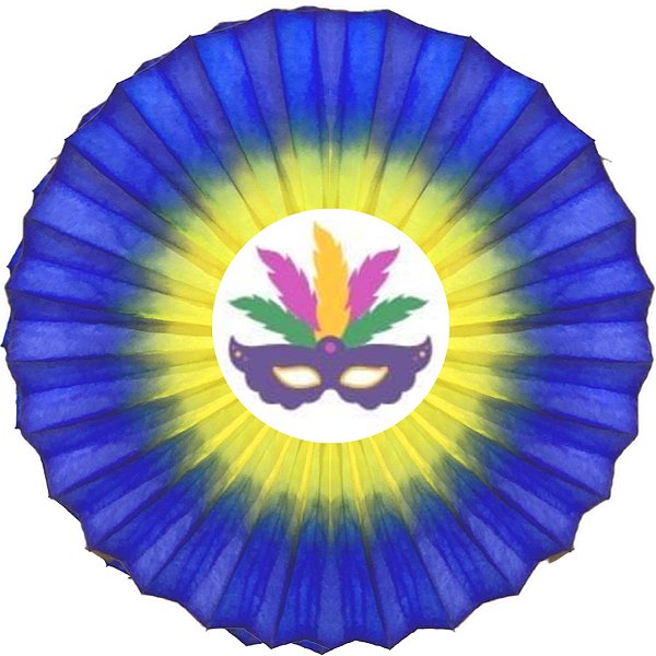 Enfeite de Papel Decoração de Carnaval Fiorata Tingida 30cm Azul