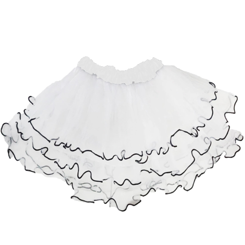 Saia de Tule Especial 30cm Branca com Detalhe Preto
