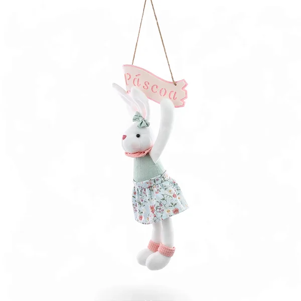 Enfeite Para Pendurar Coelho Feliz Páscoa Sortido Happy Spring 43cm - 2 Un