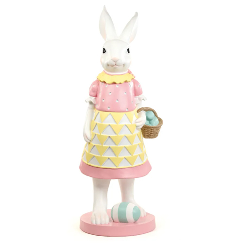 Coelho Decorativo de Tecido com Laço xadrez Marrom Laranjeira 21cm - 1 Un