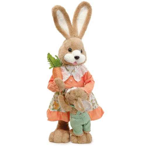 Coelho Decorativo de Tecido com Filhote Laranja Happy Sunday 58m - 1 Un