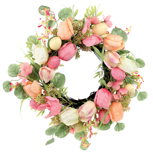 Guirlanda Decorativa com Flores e Ovos 68cm Fondant - 1 Un