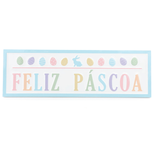 Quadro Decorativo Feliz Páscoa Ovos 17,8x55,9cm - 1 Un
