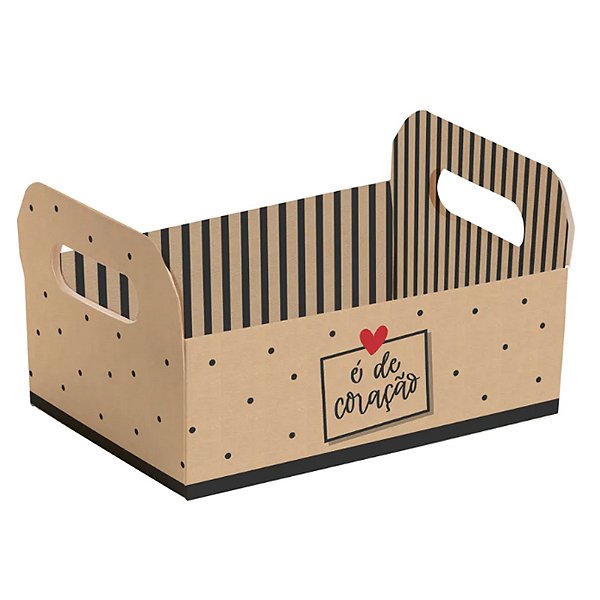 Kit Caixote de Cartão É de Coração P 16x10,5x4,5cm - 10 Un