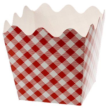 Cachepot de Papel Dobravel Xadrez Junina 9x9cm Vermelha - 8 Un