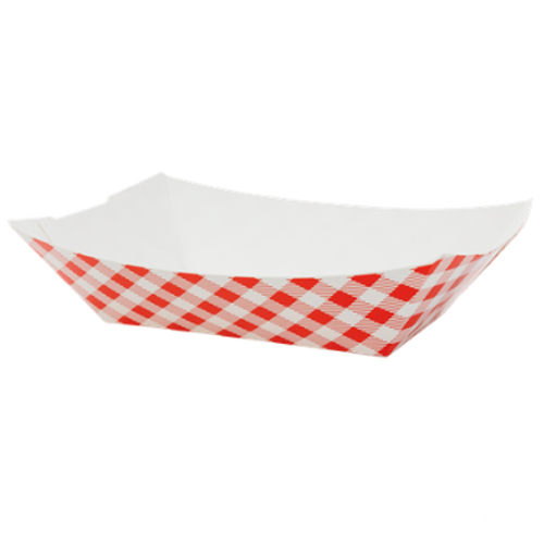 Bandeja de Papel Dobrável Xadrez Junina 14,5cm Vermelha - 10 Un