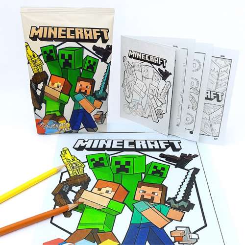 Lembrancinha Infantil - Cards para Colorir Minecraft - 1 Un