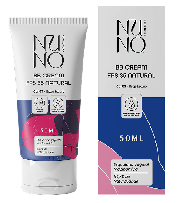 Base Bb Cream Fps 35 Natural 50ml Bege Escuro - Nuno