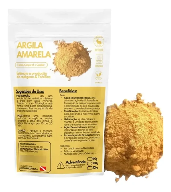 Argila amarela em pó 200g - Bio ilha
