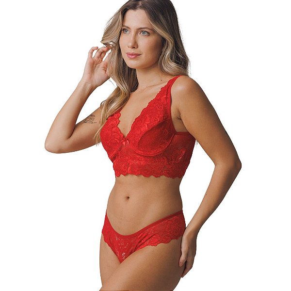 Conjunto de Lingerie Vivíssima Júlia Sem Bojo Rubi